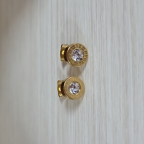 ROMAN NUMERAL BULLET STUD EARRINGS, Unisex - Picture 6 of 6